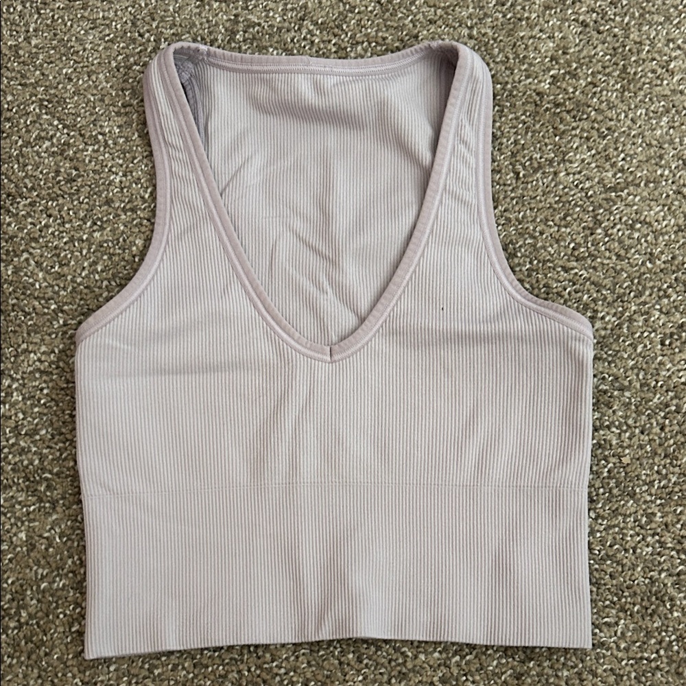 Athleta Ribbed V-Neck Crop Top